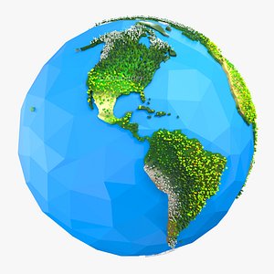 3D Earth forested planet carton low poly