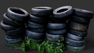 tires street abandoned barricade pt2 PBR photogrammetry 3D model