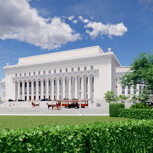 Neoclassical Manila Post Office Building 3D