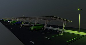 3D Low Poly Solar Carport Type-4 Pack