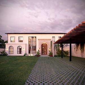 Contemporary House C 3D Scene Sunset