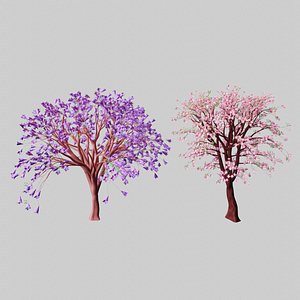 3D trees blossom jacaranda cherry