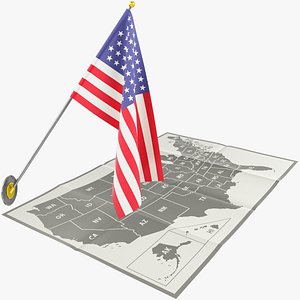 3D American Flag and Map Collection V2