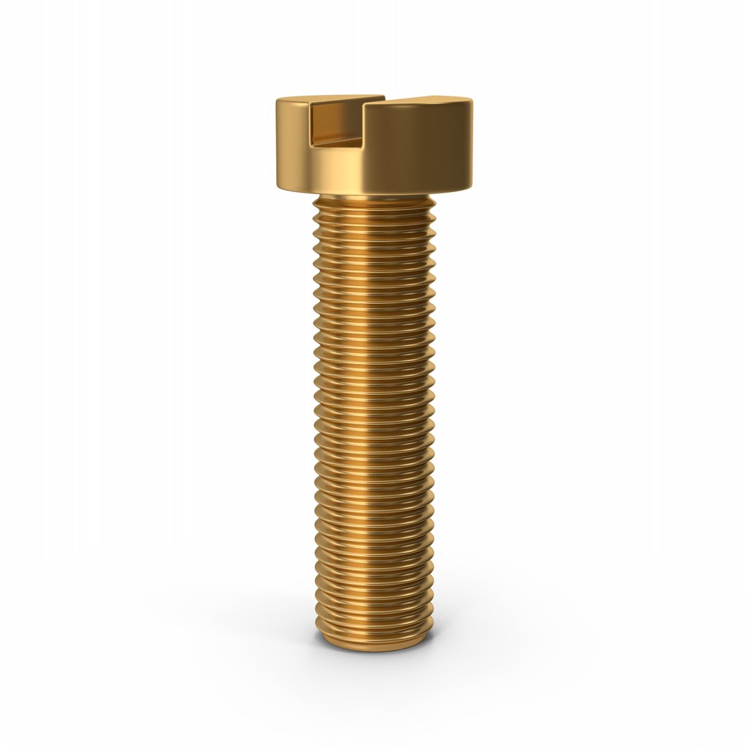 3D Gold Slotted Head Bolt - TurboSquid 1944411
