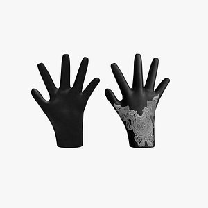 3D model Black Leather Gloves