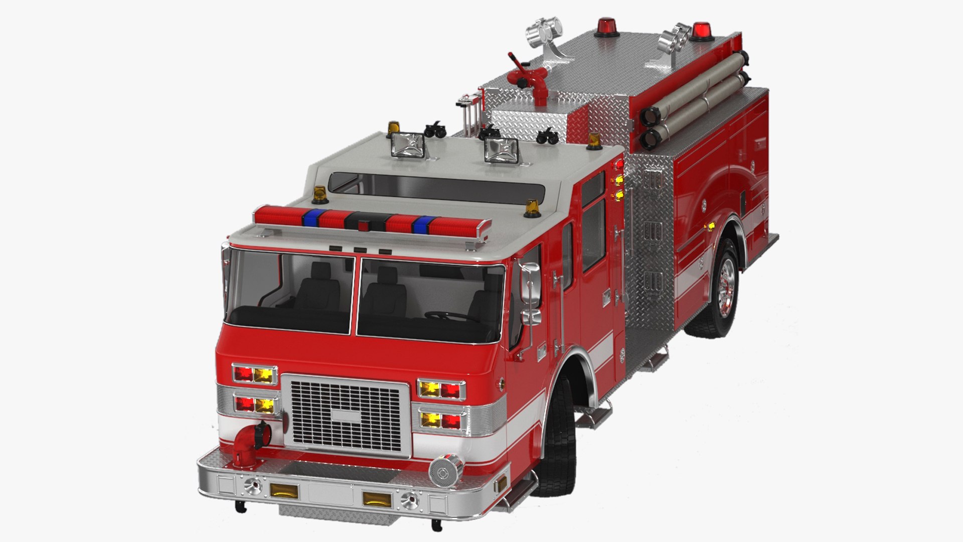 Fire Engine Rigged for Cinema 4D 3D model preview
