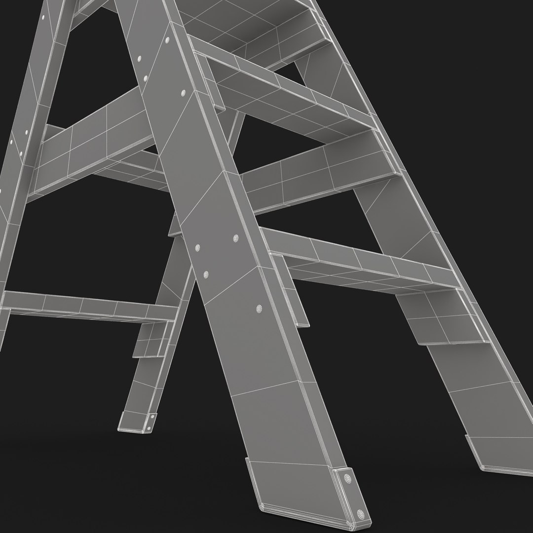 3ds Realistic Antique Ladder 02