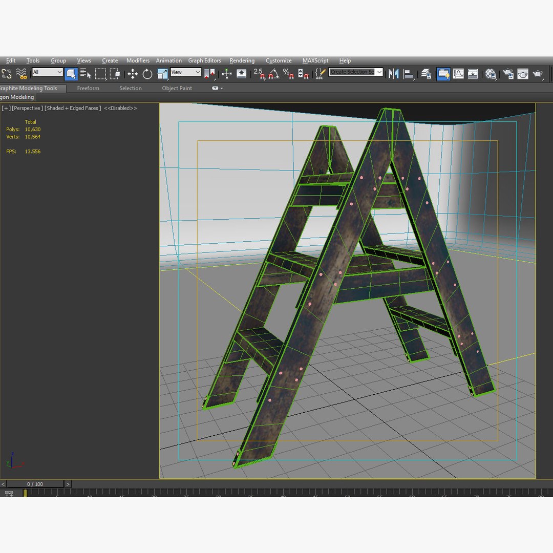 3ds Realistic Antique Ladder 02