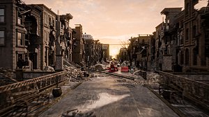 3D DESTROYED OLD BUILDING POST APOCALYPSE 7 BUILDING model