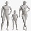 Rigged Male Female and Child Mannequin 3D model