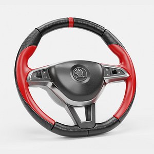 Red Cover Steering Wheel 3D