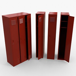 3D PBR School Gym Locker 03 - Red model