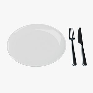 Plate with Cutlery 3D