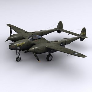3d model p-38 lightning fighter 1943
