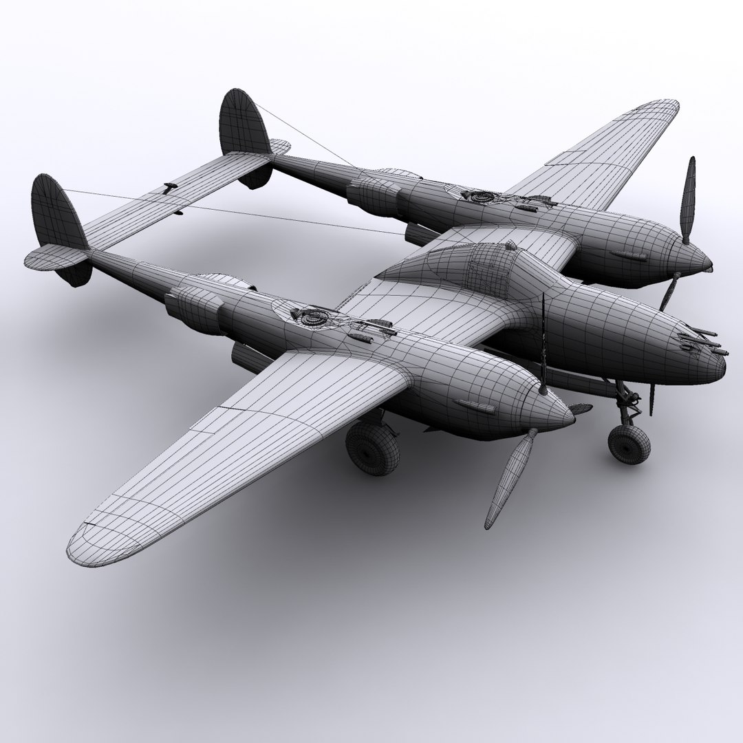 3d Model P-38 Lightning Fighter 1943