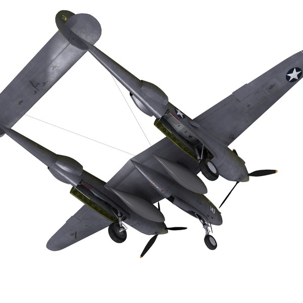 3d model p-38 lightning fighter 1943