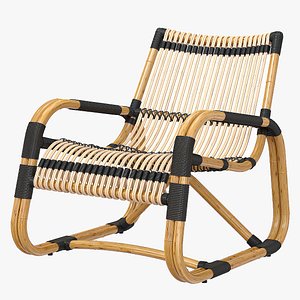 Curve lounge chair INDOOR rattan Cane-line black stripe 3D model