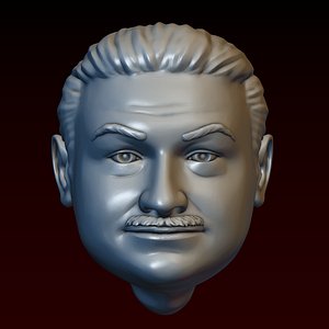 Male head 29 Man head - fat man with mustache model
