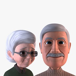 3D model Cartoon Grandma-Grandpa Rigged