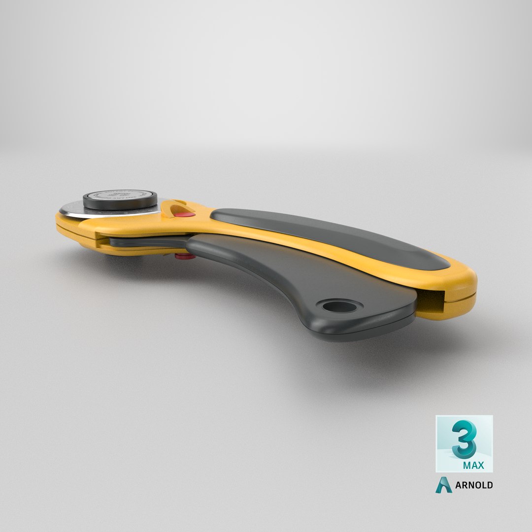 3D OLFA Rotary Fabric Cutter Ergonomic Yellow https://p.turbosquid.com/ts-thumb/qM/TvFA4C/ht/stemcell_max_arnold_render/png/1748693812/1920x1080/fit_q87/bc1339305543bddd7d27ef918a2e65dd9afef257/stemcell_max_arnold_render.jpg