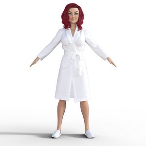 3D Redhead Woman in Bathrobe