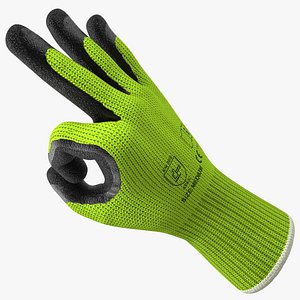3D model Safety Work Gloves OK Hand Gesture Green