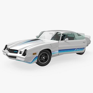 3D model Chevrolet Camaro Z28 Retro Sports Car White Rigged
