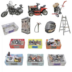 3D ranch old garage asset