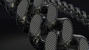 Damascus Diamond Link Chain 3D