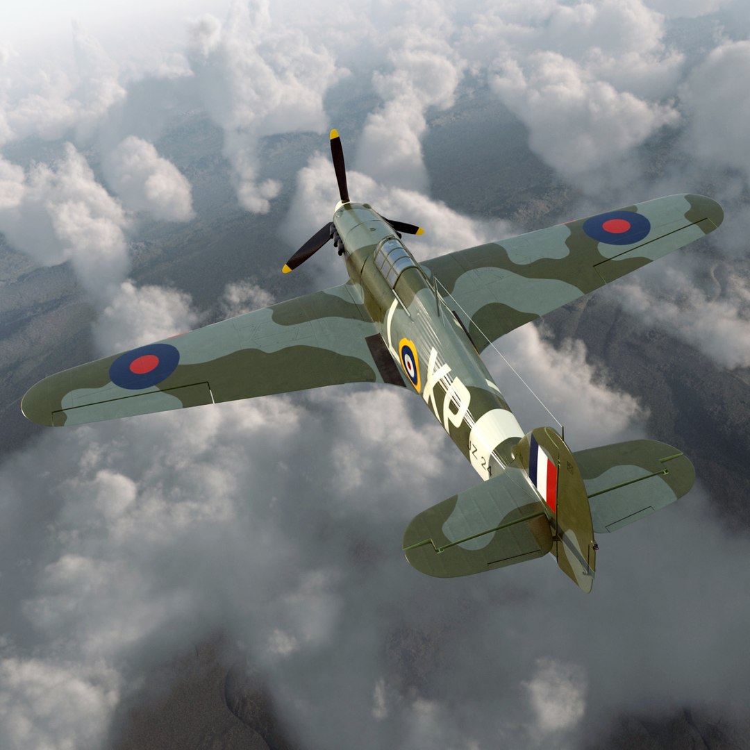 hawker hurricane wwii fighter 3d max