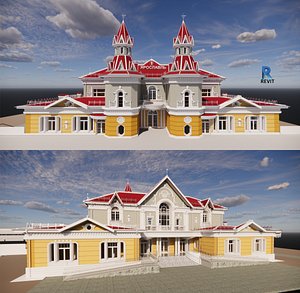 Retro train station 3D model