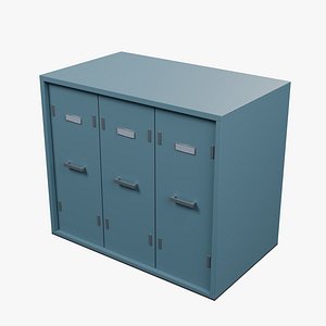 Painted Steel Storage Locker Bank - 1000 x 600 x 850 mm 3D model