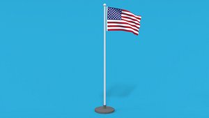 3D model Low Poly Seamless Animated USA Flag