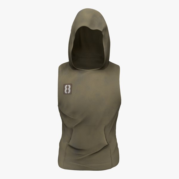 Hoodie Tank Top Bodybuilding Gym Workout Sleeveless Vest T-Shirt 3D model