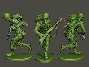 3D american soldier ww2 running