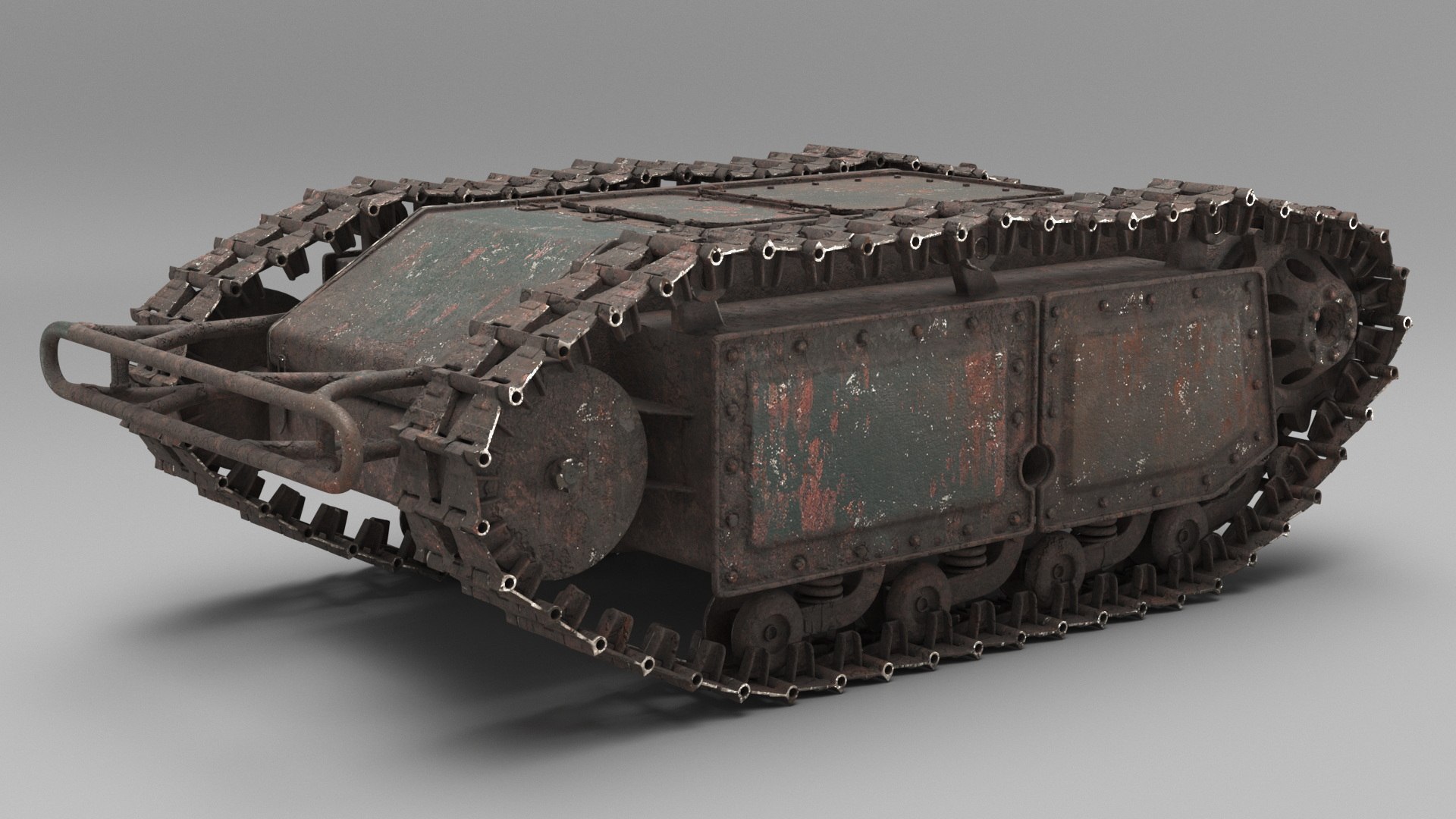 Old Military Engineering Explosive Crawler Rigged for Maya 3D model preview