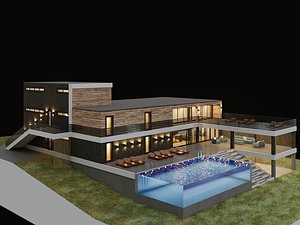 villa aquarium pool 3D model