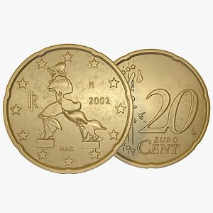 Italian Euro Coin 20 Cent 3D Model