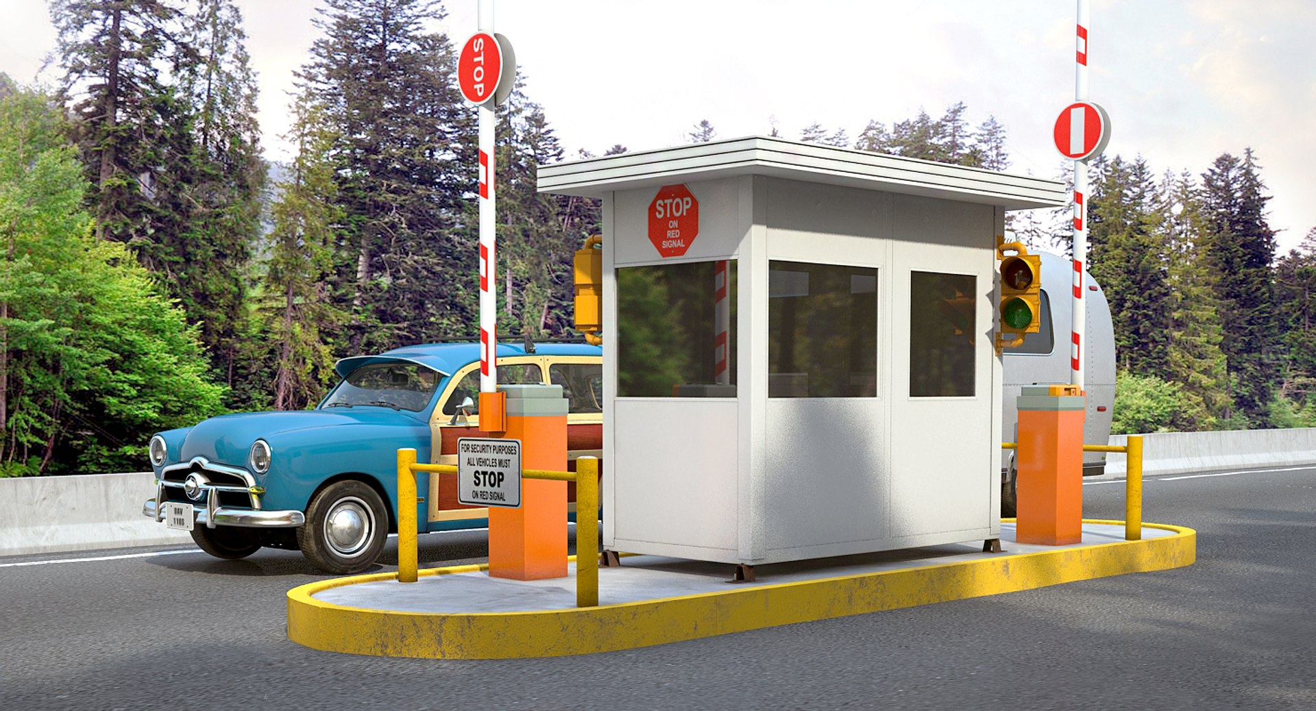 security guards booth 3D model https://p.turbosquid.com/ts-thumb/qN/RA7B8F/K8N02bBr/securityguardsboothvray3dmodel002/jpg/1548358565/1920x1080/fit_q87/8fa426a93cfcc05c8f37dc38da7e4ab8a087e3ec/securityguardsboothvray3dmodel002.jpg