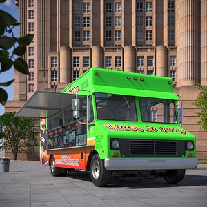 3D Mexican Food Truck El Jerry with Interior Open