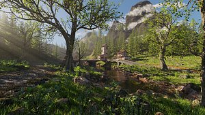 3D model Medieval Bridge Scene