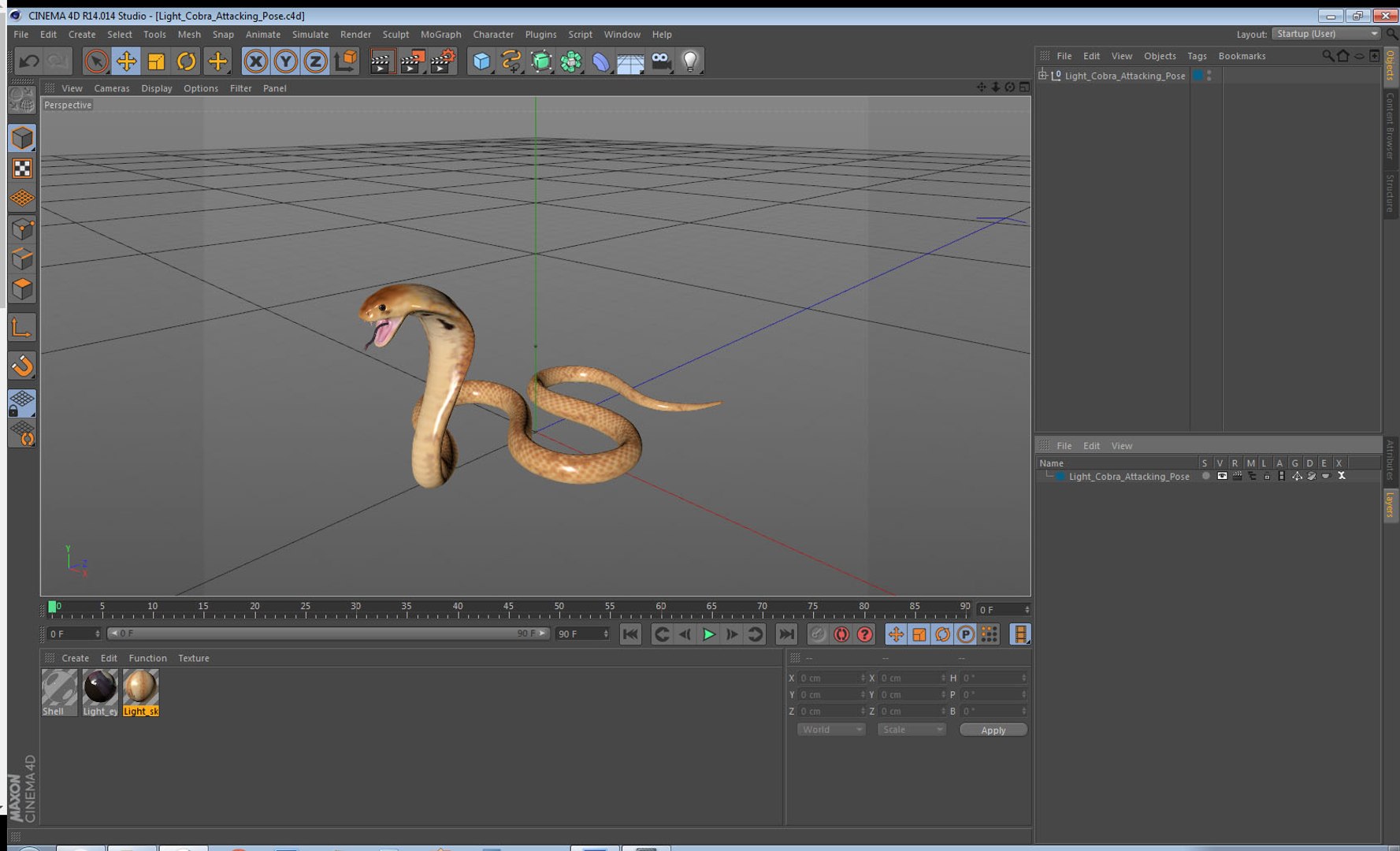 Light Cobra Attacking Pose 3D model preview