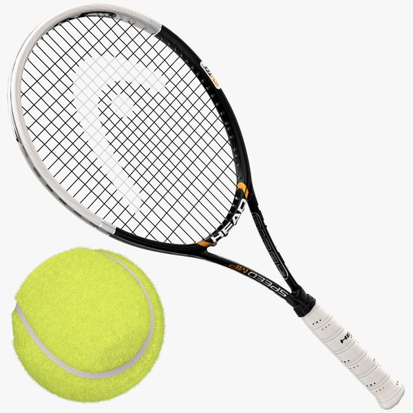 3d model tennis racket ball