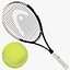 3d model tennis racket ball