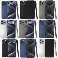 Collection of Low Poly Modern Smartphones in Different Colors