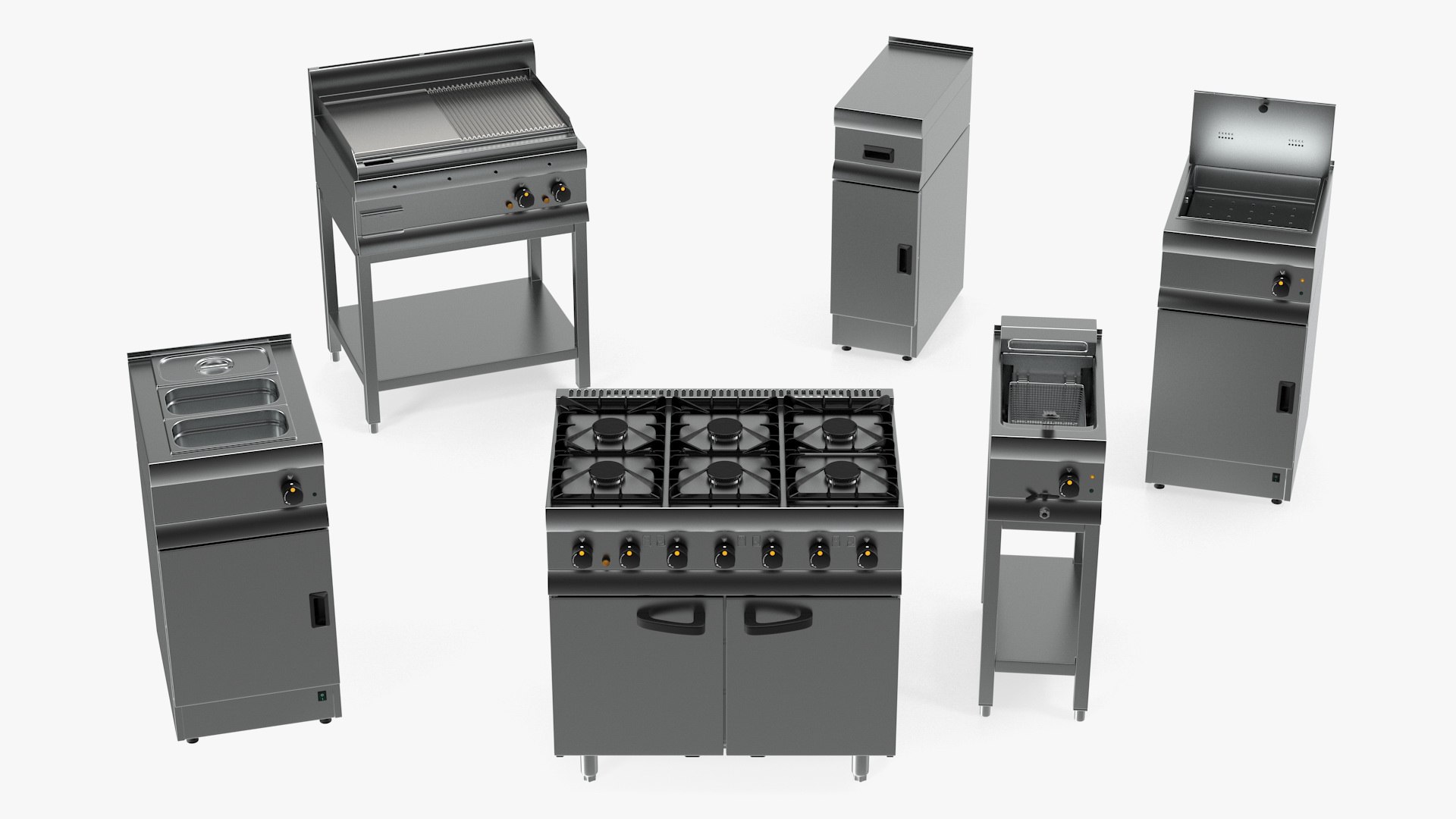 Professional inox kitchen equipment 3D - TurboSquid 1443429