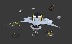 3D space mothership battleships
