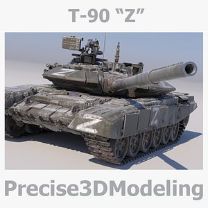 3D model T-90 Russian main battle tank with Z marks