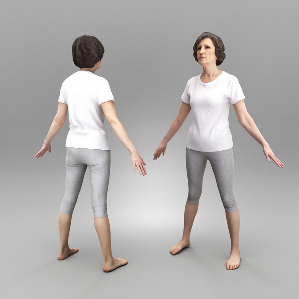 3D Woman in sportswear ready for rigging 374 model