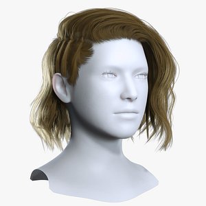 3D Modern Realistic Side Swept Lob with Braided Twists - Real-Time